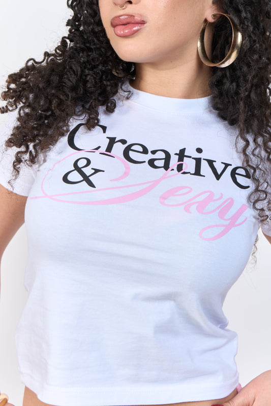 Sexy and Creative Baby Tee Blanca